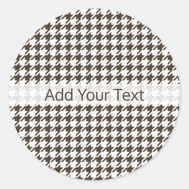 Pegatina Redonda Combinación Houndstooth de Brown de Shirley Taylor (Anverso)