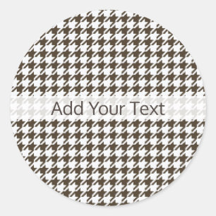 Pegatina Redonda Combinación Houndstooth de Brown de Shirley Taylor
