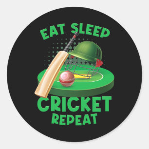Pegatina Redonda Come Cricket Vintage Cricket Ll Juego Campo Po
