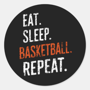 Pegatina Redonda Come Dormir Baloncesto Repetir Retro Vintage
