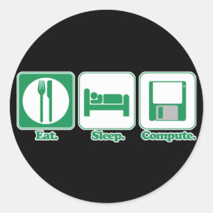 Pegatina Redonda come dormir computadora (verde)