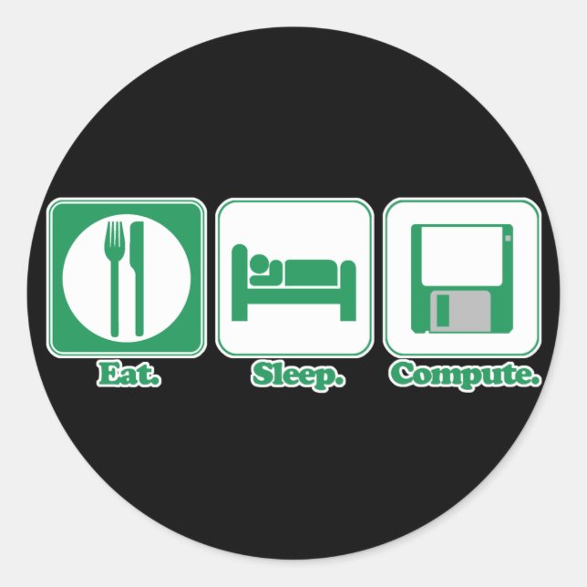 Pegatina Redonda come dormir computadora (verde) (Anverso)