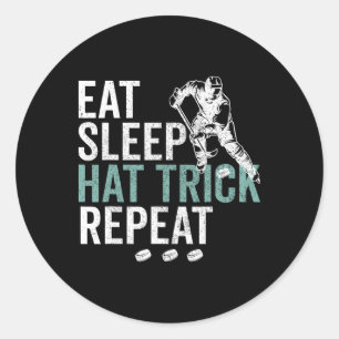 Pegatina Redonda Come Dormir Hat Trick Repetir Genial Hockey Sobre