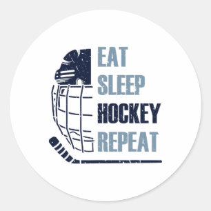 Pegatina Redonda Come Dormir Hockey Repetir Máscara Divertida Pegat
