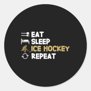 Pegatina Redonda Come Dormir Hockey Sobre Hielo Repetir