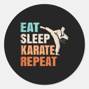 Pegatina Redonda Come Dormir Karate Repetir Divertido Retro Amante