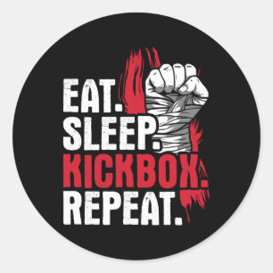 Pegatina Redonda Come Dormir Kickbox Repetir - Artes Marciales de K