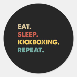 Pegatina Redonda Come Dormir Kickboxing Repetir Divertido Amante de