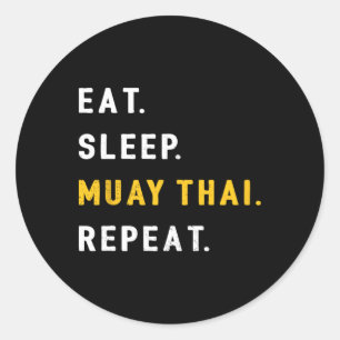 Pegatina Redonda Come Dormir Muay Thai Regalo Divertido Camiseta Mm