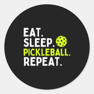 Pegatina Redonda Come dormir pickleball repetir divertido amante de