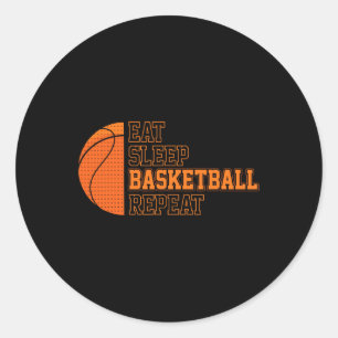 Pegatina Redonda Come. Duerme. Pelota de baloncesto. Repite. Jugado