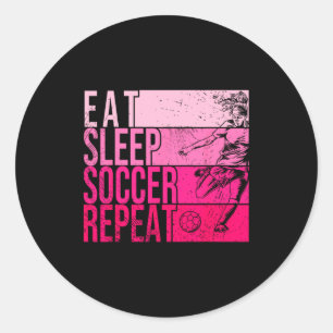 Pegatina Redonda Come Fútbol Duerme Repite Divertido Jugador De Cam