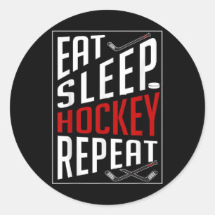 Pegatina Redonda Come Hockey Dormir Repetir Jugadores de Hockey sob