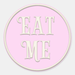 Pegatina Redonda "Come Me" Fiesta de té de maravilla Girly Pink