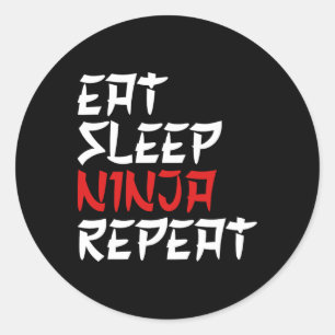 Pegatina Redonda Come Ninja Duerme Repite Ninja Karate Ninja