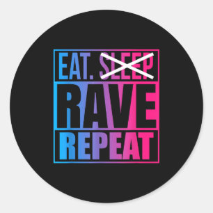 Pegatina Redonda Come No Duerma Rave Repita Edm Cita Música - Rave