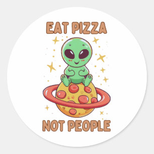 Pegatina Redonda Come pizza no personas