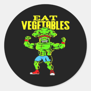 Pegatina Redonda Come Verduras Divertido Brócoli Fitness Fuerza Dep
