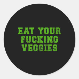 Pegatina Redonda Come Verduras Ing Vegetariano Humor Culturismo