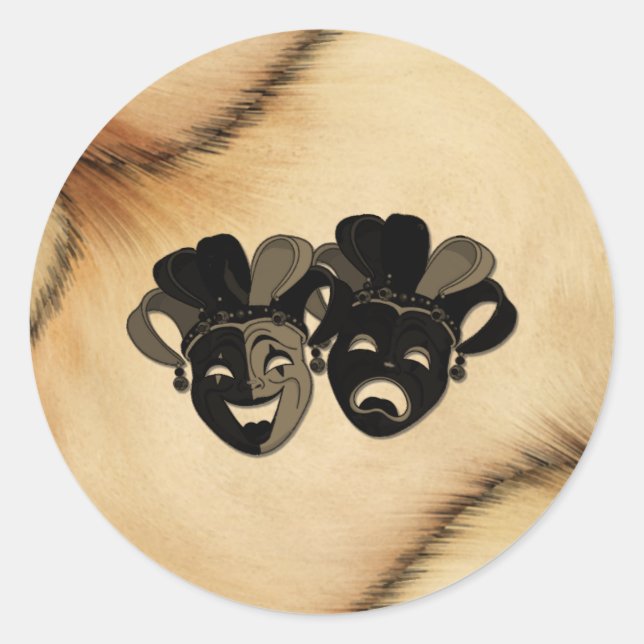 Pegatina Redonda Comedia rústica y diseño de teatro de tragedia (Anverso)