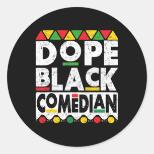 Pegatina Redonda Comediante negro drogadictivo decimonoveno Día de