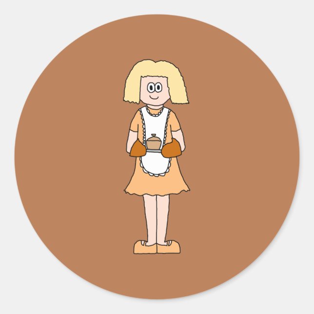 Pegatina Redonda Comedor con sopa caliente. (Anverso)