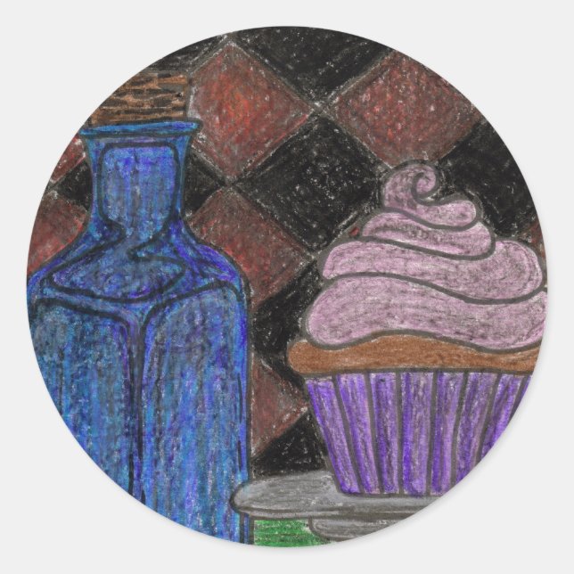 Pegatina Redonda Cómeme. Bebeme. (Anverso)