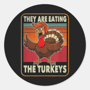Pegatina Redonda Comen El Humor Del Día De Gracias De Los Turcos