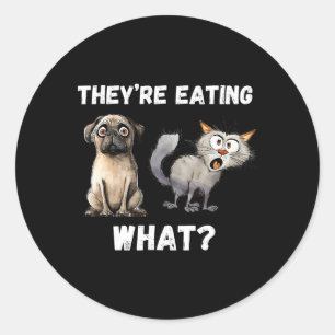 Pegatina Redonda Comen los perros que comen los gatos