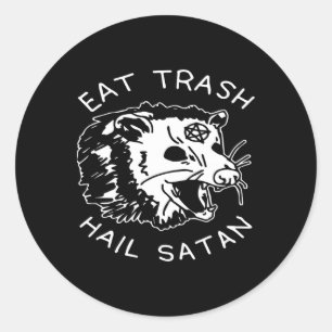 Pegatina Redonda Comer Basura Alabado Sea Satan Pijama De Navidad A