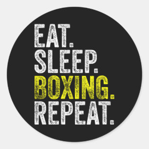 Pegatina Redonda Comer Boxeo Sleep Boxing de repetición Boxer Lucha