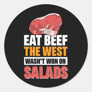 Pegatina Redonda Comer carne El Oeste no ganó en ensaladas 3