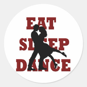 Pegatina Redonda Comer, dormir, bailar