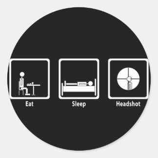 Pegatina Redonda Comer, dormir, casquillo de cabeza - FPS Gamer