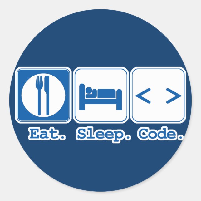 Pegatina Redonda comer dormir código (html) (Anverso)