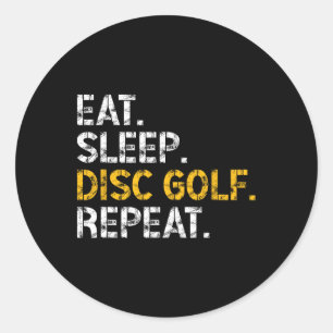 Pegatina Redonda Comer Dormir Disc Golf Repetir Jugador de Disc Gol