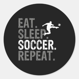 Pegatina Redonda Comer Dormir Fútbol Repetir - Gráfico de Fútbol