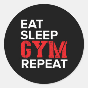 Pegatina Redonda Comer Dormir Gimnasio Repetir