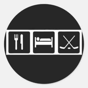 Pegatina Redonda Comer, dormir, hockey