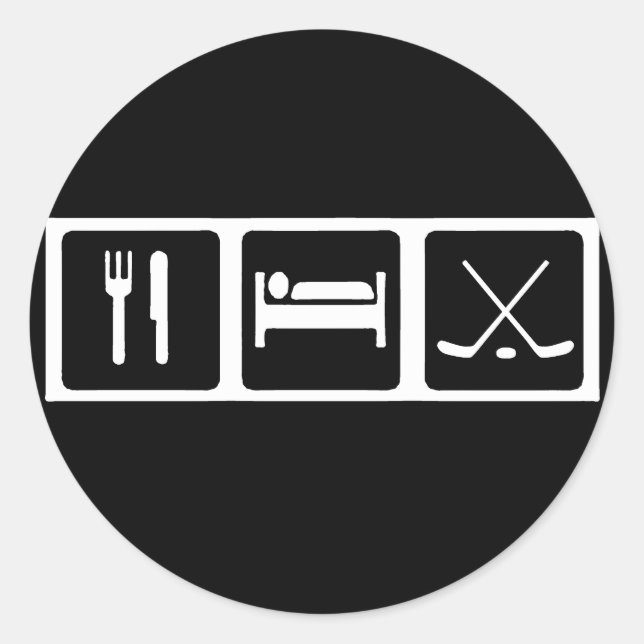 Pegatina Redonda Comer, dormir, hockey (Anverso)