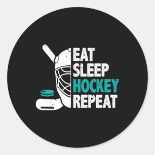 Pegatina Redonda Comer Dormir Hockey Repetir Amantes del Hockey sob