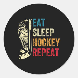 Pegatina Redonda Comer Dormir Hockey Repetir Niños Adulto Hockey so