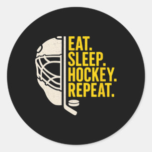 Pegatina Redonda Comer Dormir Hockey Repetir Para Jugadores De Hock