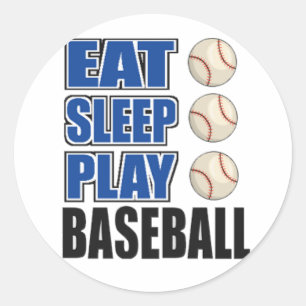 Pegatina Redonda Comer, dormir, jugar béisbol