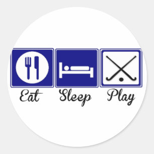 Pegatina Redonda Comer, dormir, jugar - Hockey sobre hierba
