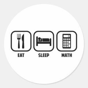 PEGATINA REDONDA COMER, DORMIR, MATEMÁTICA