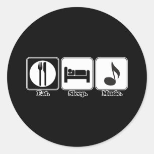 Pegatina Redonda comer dormir música
