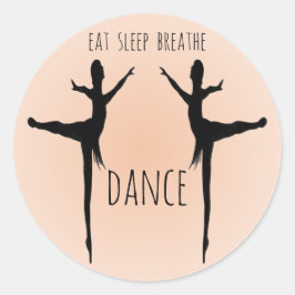 Pegatina Redonda comer, dormir, respirar, bailar