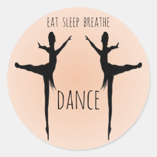 Pegatina Redonda comer, dormir, respirar, bailar