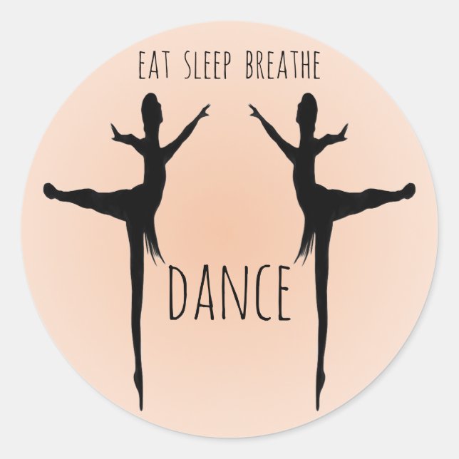 Pegatina Redonda comer, dormir, respirar, bailar (Anverso)